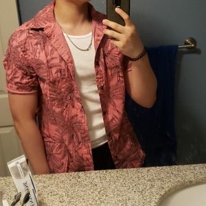 3 for 30🔥Men's pink Hawaiin shirt